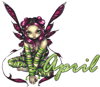 april, purple and green fairy