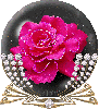 a globe with a rose with diamonds on the side
