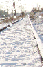 train railway with snow
