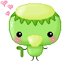  	 cute kawaii character green bird