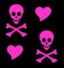 pink skulls with hearts