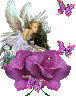 Purple fairy with rose and butterfly