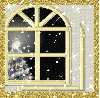 looking window at christmas tree and snow
