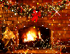 Fire Place decorated for Christmas (with sparkles)- Merry Christmas 