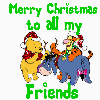 Pooh, Tigger & Eeyore Christmas (glitter)- Merry Christmas to All My Friends