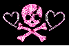 pink skull with hearts
