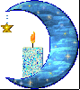 Half Moon Night Candle with hanging Star