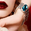 Glamour red lips & blue stone