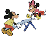 mickey & minnie playing on a tee tot