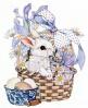 Country Bunny in Easter Basket with Flowers