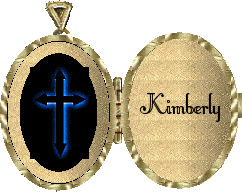 LOCKET WITH A BLUE CROSS WITH NAME KIMBERLY
