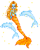 Yellow n blue mermaid with 2 dolphin pets!