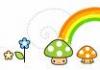 Kawaii Mushrooms rainbow going to the left