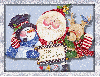 Santa, Snowman & Reindeer~holding xmas sign