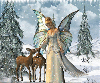 winter fairy with deer