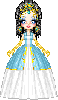 Princess in a blue and gold gown!