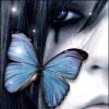 butterflies, girl, blue, face, hair, emo, dark, pretty, 