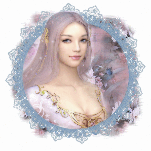Elf in Glittered Blue Frame