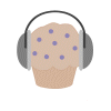 muffin with headphones