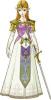 Princess Zelda. I wonder why she is holding a sword. Maybe she gives it to Link? 