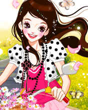 cute girl riding a bike with flowers
