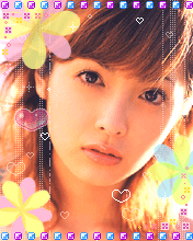 cute asian girl with hearts & flowers