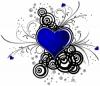 Blue Heart and Black swirls