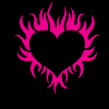 flameing heart with white glow