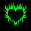 neon green flame heart