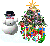 Christmas Tree w/snowmen & presents