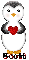 Penguin with Heart and Glitter and Name