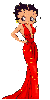Betty Boop in red long dress sparkles