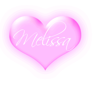 Melissa in a pink blinking heart